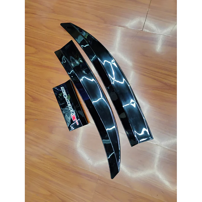 Lip Alerón maletero 3 piezas  tunning universal para autos tamaño regulable Todo Negro Brillante con letra SPORT  6