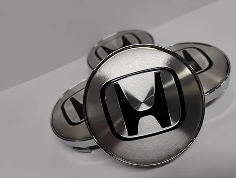 Set X4 Tapas centro de Llantas de autos tunning Honda plata con negro