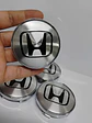 Set X4 Tapas centro de Llantas de autos tunning Honda plata con negro - Miniatura 7