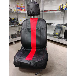 Fundas cubre asientos en ecocuero negro con franja roja
