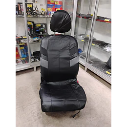 Fundas cubre asientos en ecocuero negro con detalle en tela negro