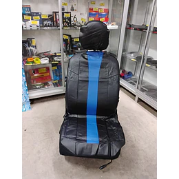 Fundas cubre asientos en ecocuero negro con franja azul