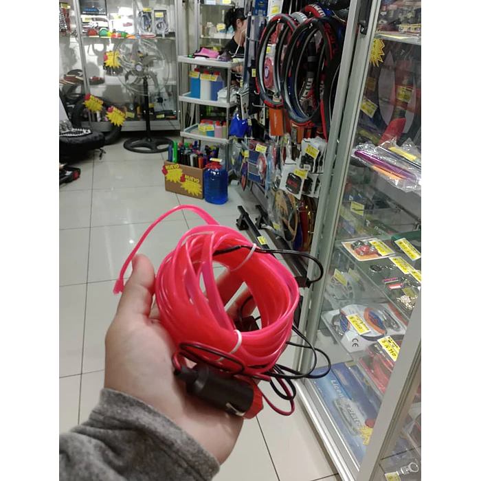 Hilo de neón Tunning para ambiente interior de autos 12v 5 mts color rosado pink  5