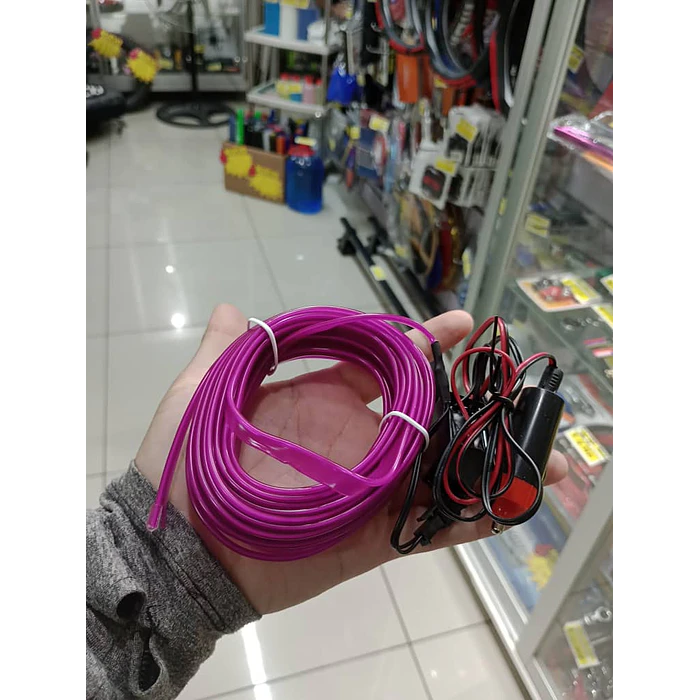 Hilo de neón Tunning para ambiente interior de autos 12v 5 mtrs morado  2