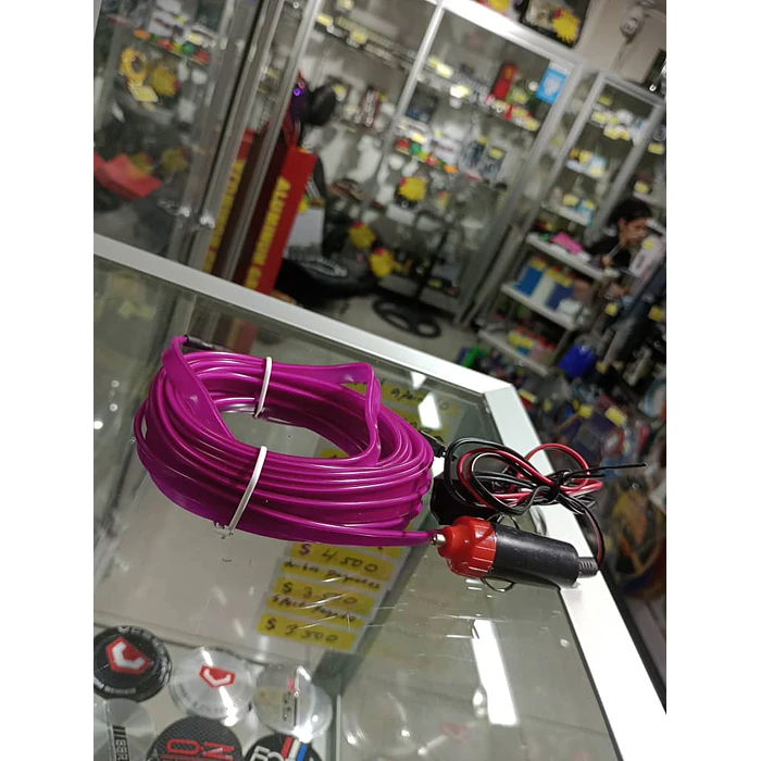 Hilo de neón Tunning para ambiente interior de autos 12v 5 mtrs morado  6