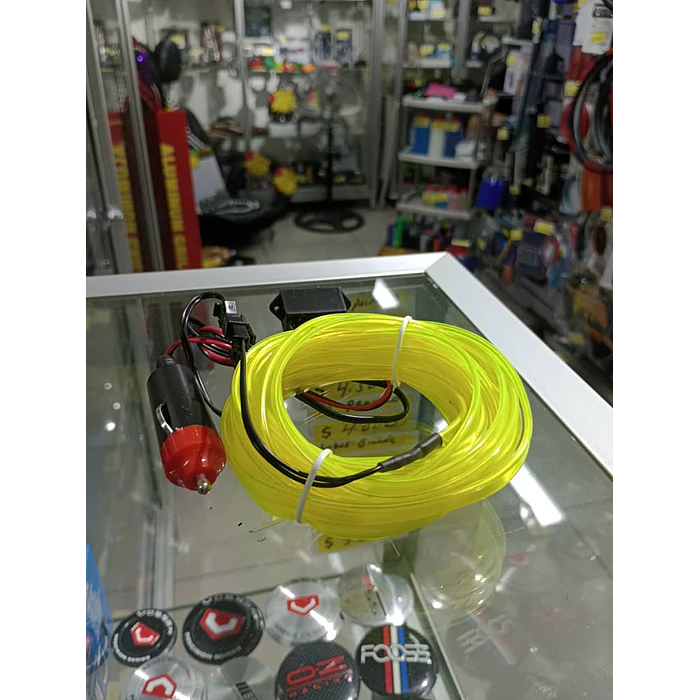 Hilo de neón para ambiente interior de autos 12v para embutir en tablero 5 mts amarillo neon  3