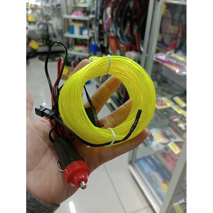 Hilo de neón para ambiente interior de autos 12v para embutir en tablero 5 mts amarillo neon  5