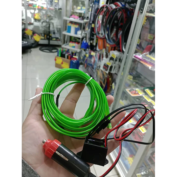 Hilo de neón para ambiente interior de autos 12v para embutir en tablero 2 mts verde  4
