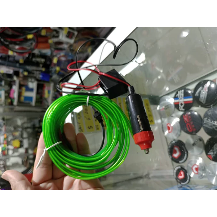 Hilo de neón para ambiente interior de autos 12v para embutir en tablero 2 mts verde  6