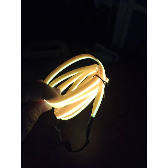 Hilo de neón para ambiente interior de autos 12v para embutir en tablero 2 mts color amarillo 3