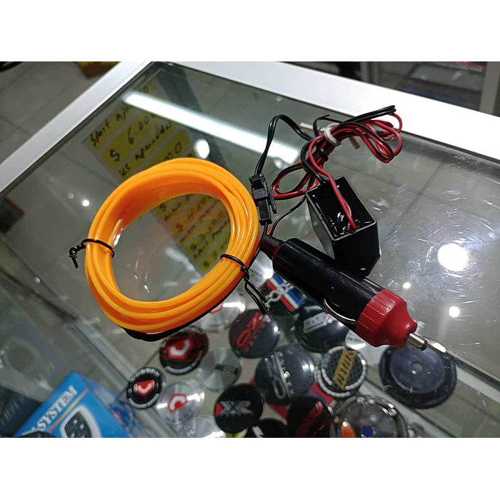 Hilo de neón para ambiente interior de autos 12v para embutir en tablero 2 mts color amarillo 4