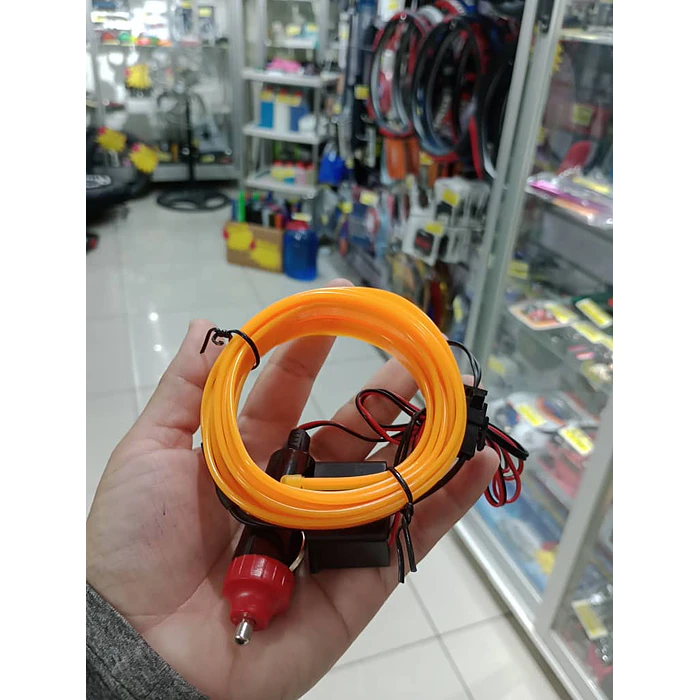 Hilo de neón para ambiente interior de autos 12v para embutir en tablero 2 mts color amarillo 8