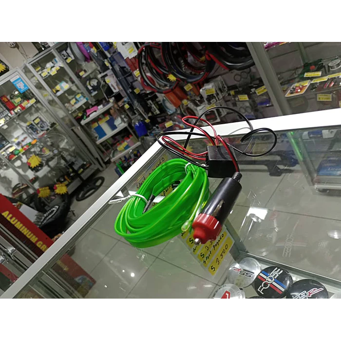 Hilo de neón para ambiente interior de autos 12v para embutir en tablero 3 mts verde 3