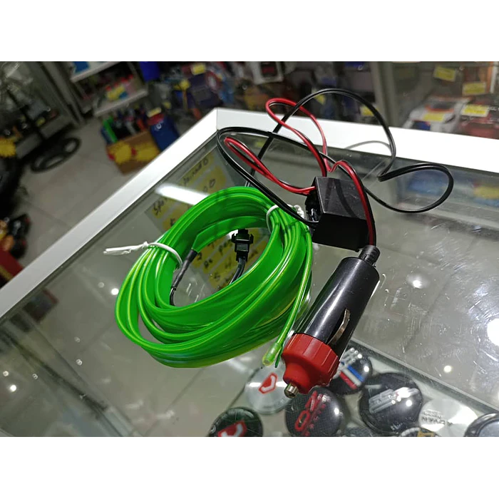 Hilo de neón para ambiente interior de autos 12v para embutir en tablero 3 mts verde 7