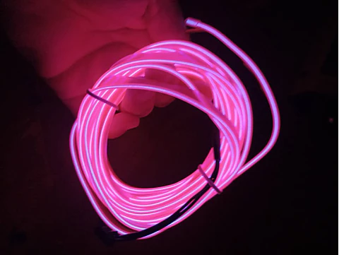  Hilo de neón para ambiente interior de autos 12v para embutir en tablero 2 mts rosado pink