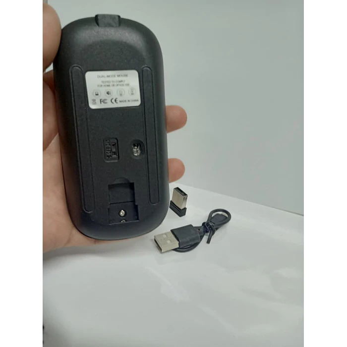 Mouse Inalámbrico Recargable  Mk-07 Pc Notebook Modo Dual gris  7