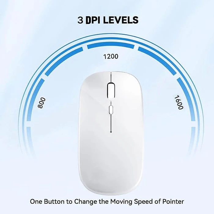 Mouse Inalámbrico Recargable  Mk-07 Pc Notebook Modo Dual blanco 4