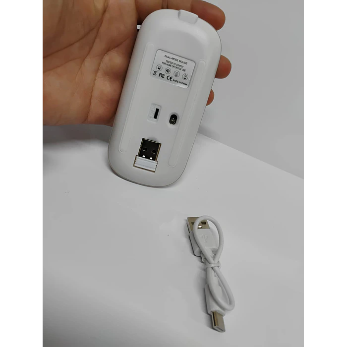 Mouse Inalámbrico Recargable  Mk-07 Pc Notebook Modo Dual blanco 9