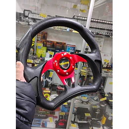 Volante de auto tipo D universal Tunning deportivo Momo centro rojo