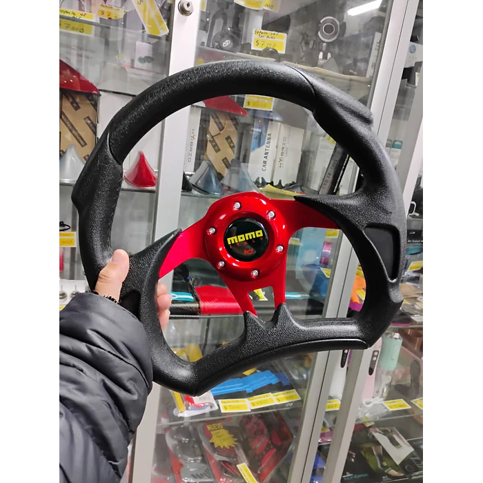 Volante de auto tipo D universal Tunning deportivo Momo centro rojo 3