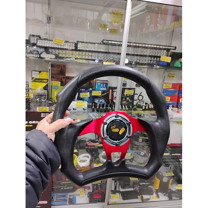 Volante de auto tipo D universal Tunning deportivo Sparco centro Rojo 2