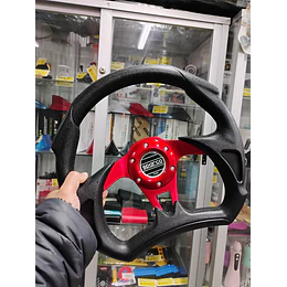 Volante de auto tipo D universal Tunning deportivo Sparco centro Rojo