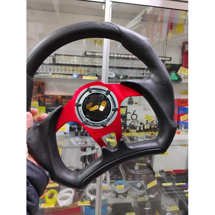 Volante de auto tipo D universal Tunning deportivo Sparco centro Rojo 5