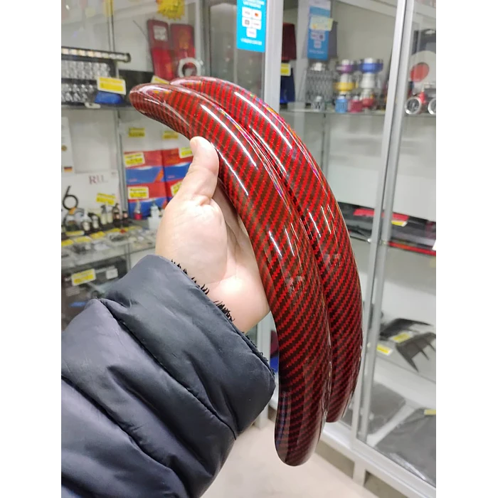 Cubierta de Volante Antideslizante de Lujo - 2 PIEZAS carbono Rojo 1