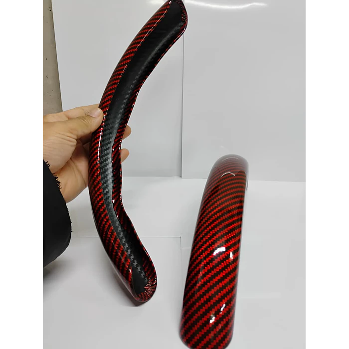 Cubierta de Volante Antideslizante de Lujo - 2 PIEZAS carbono Rojo 2