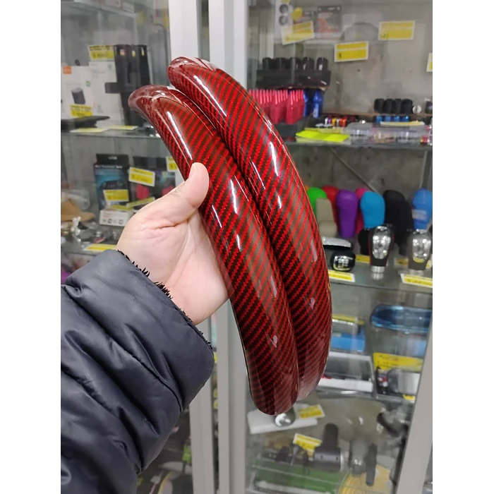 Cubierta de Volante Antideslizante de Lujo - 2 PIEZAS carbono Rojo 3