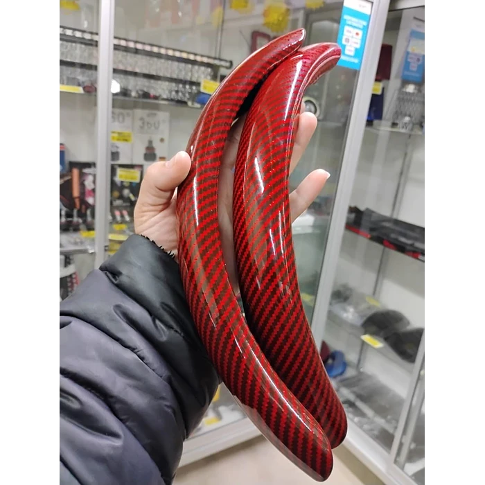 Cubierta de Volante Antideslizante de Lujo - 2 PIEZAS carbono Rojo 5