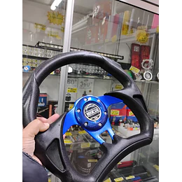Volante de auto tipo D universal Tunning deportivo Sparco con botón de bocina centro azul 