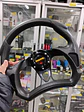 Volante de auto tipo D universal Tunning deportivo momo con botón de bocina centro negro - thumbnail 4