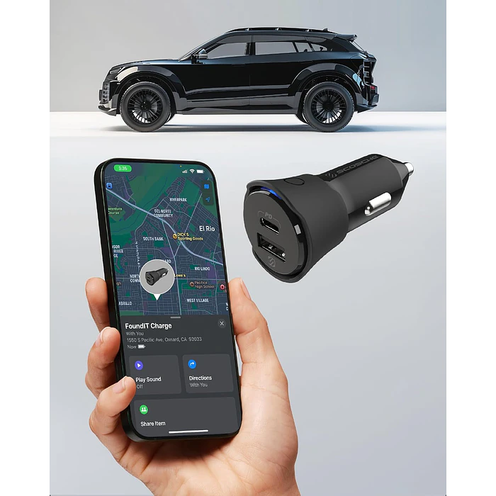  Cargador celular Auto 32W con Localizador Find My USB-C USB-A  14