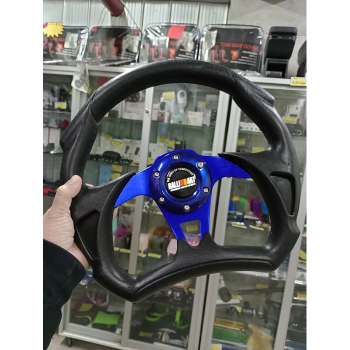 Volante de auto tipo D universal Tunning deportivo marca Rally art centro azul 2