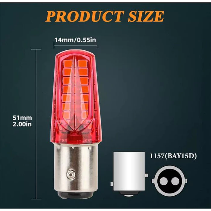 Par de ampolletas LED doble contacto pata dispareja 1157 intermitente con stop estrobo  2