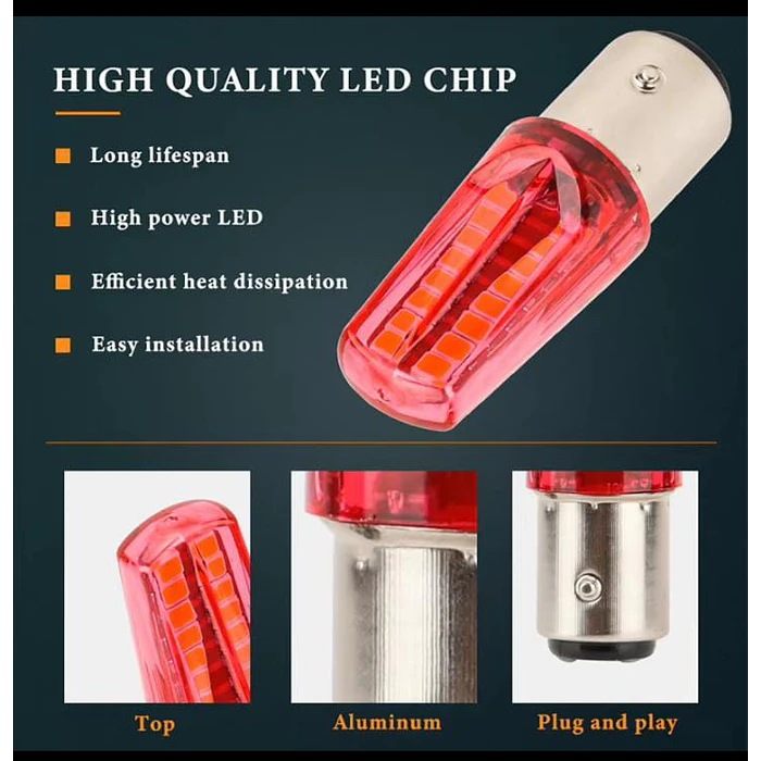 Par de ampolletas LED doble contacto pata dispareja 1157 intermitente con stop estrobo  5