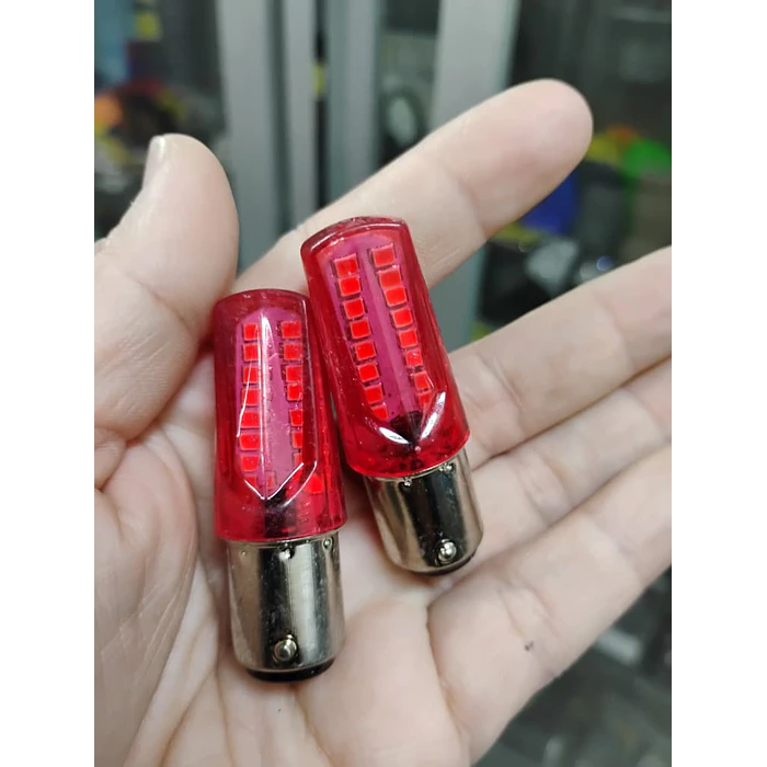 Par de ampolletas LED doble contacto pata dispareja 1157 intermitente con stop estrobo  9
