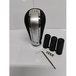 Pomo perilla palanca cambios eco cuero Negro con centro plata 5 veloc