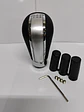 Pomo perilla palanca cambios eco cuero Negro con centro plata 5 veloc - thumbnail 1