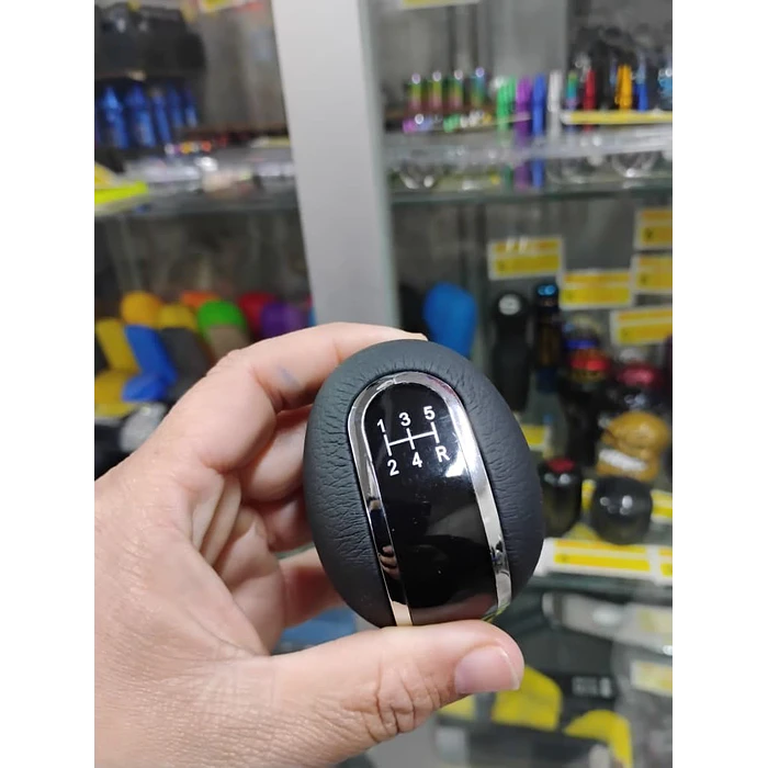 Pomo perilla palanca de cambios eco cuero Negro con centro negro 5 veloc 7