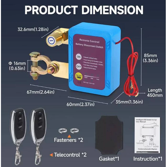 Cortacorriente Batería 12V 240A Inalámbrico Antirrobo  4