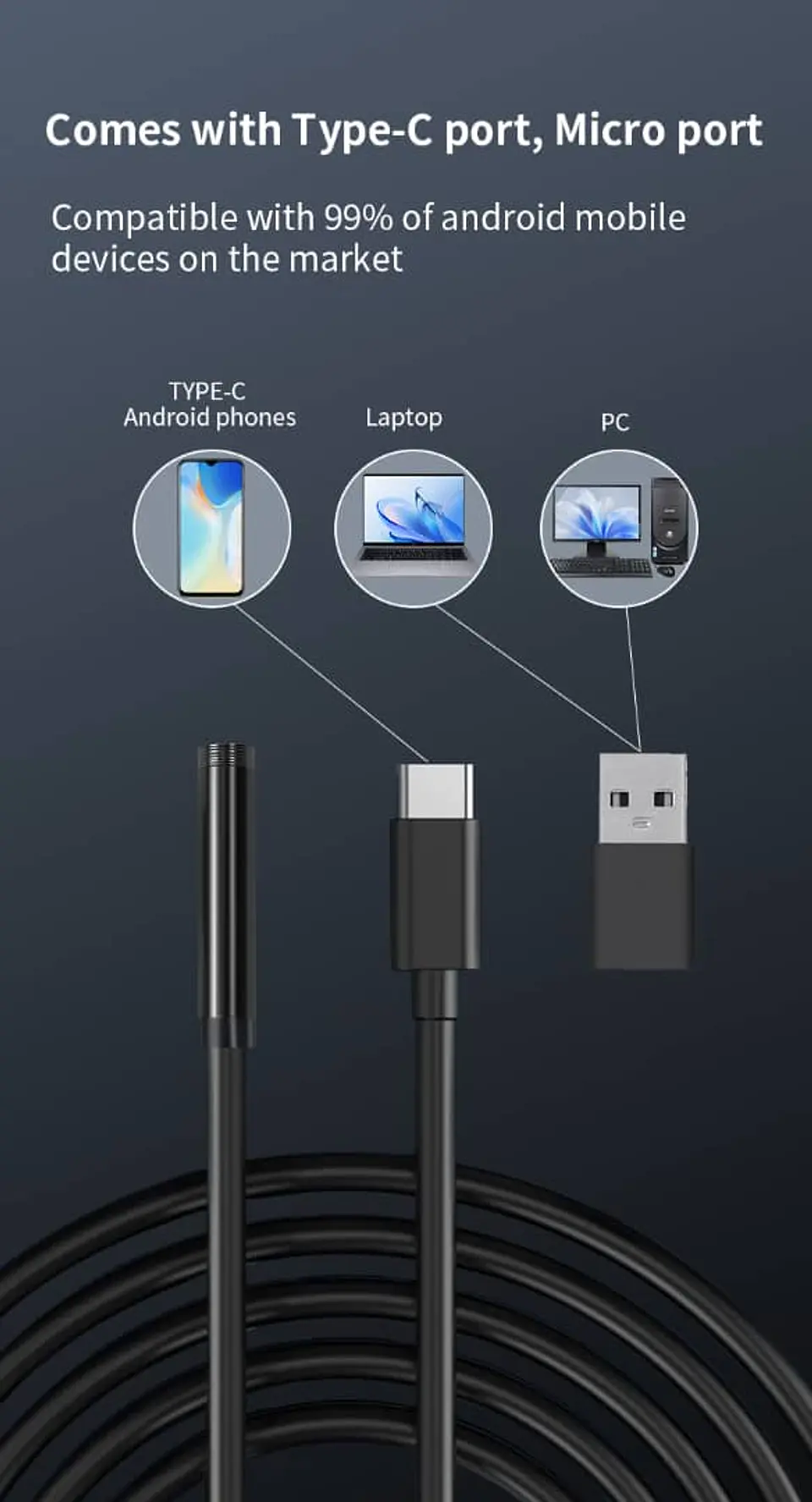 CÁMARA ENDOSCÓPICA USB TIPO C 7MM – 2 METROS 19