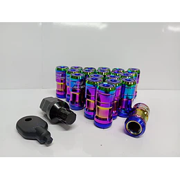 Set de tuercas de llantas con Doble Seguridad para autos 20 piezas de 32mm tornasol