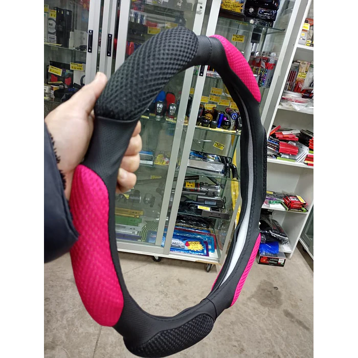 Funda cubre Volante de autos standard 38cm ergonómico con goma transpirable y malla  1
