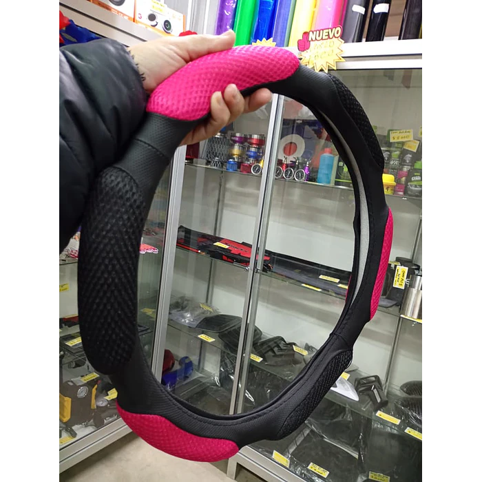Funda cubre Volante de autos standard 38cm ergonómico con goma transpirable y malla  2