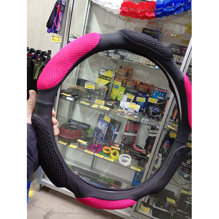 Funda cubre Volante de autos standard 38cm ergonómico con goma transpirable y malla  4