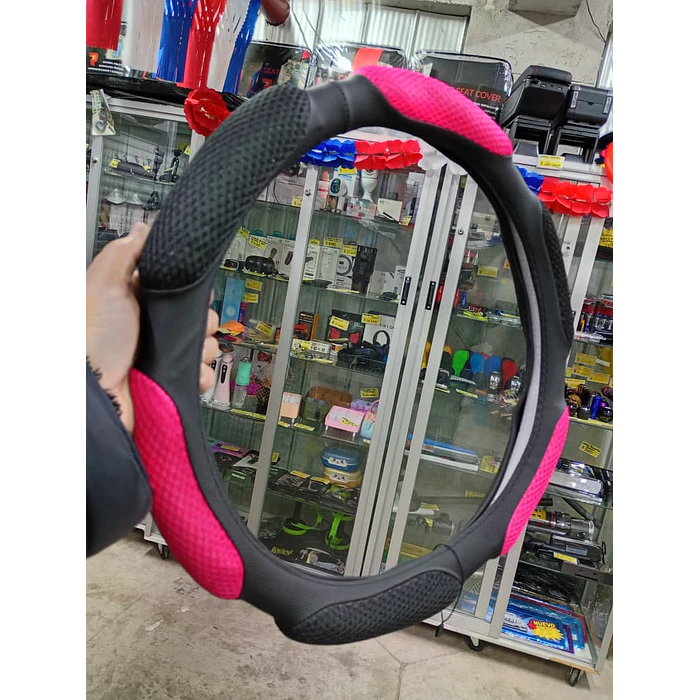 Funda cubre Volante de autos standard 38cm ergonómico con goma transpirable y malla  6