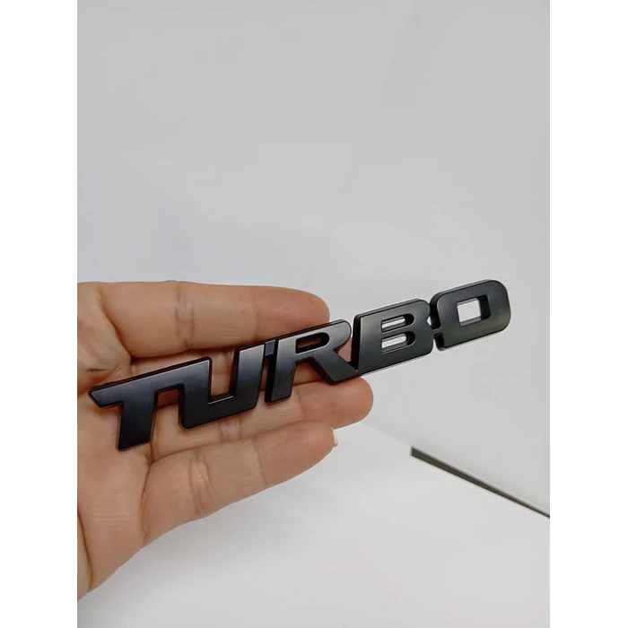  Pegatina emblema de Metal TURBO 3D para autos negro medida 12.8 * 2cm 1