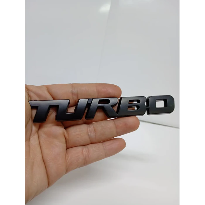  Pegatina emblema de Metal TURBO 3D para autos negro medida 12.8 * 2cm 3